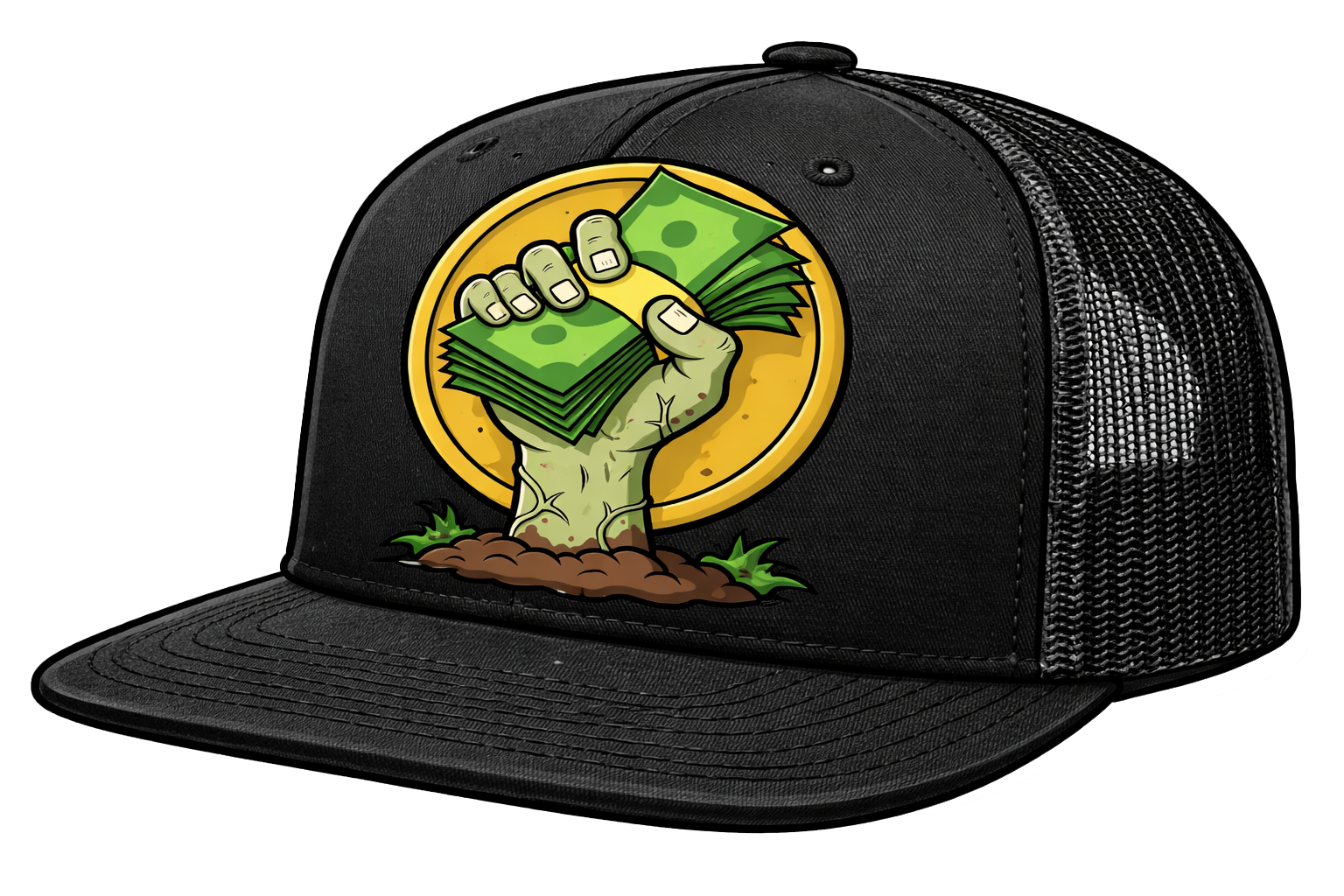undebted zombie trucker cap